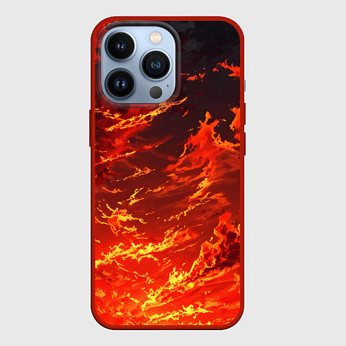 Чехол iPhone 13 Pro Багровый огненный закат / 3D-Красный – фото 1