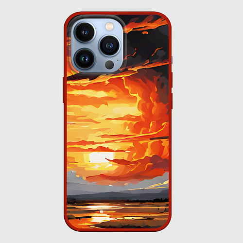 Чехол iPhone 13 Pro Багровый закат / 3D-Красный – фото 1