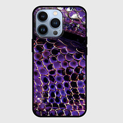 Чехол для iPhone 13 Pro Фиолетовая кожа змеи, цвет: 3D-черный