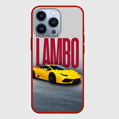 Чехол iPhone 13 Pro Итальянский суперкар Lambo Huracan / 3D-Красный – фото 1