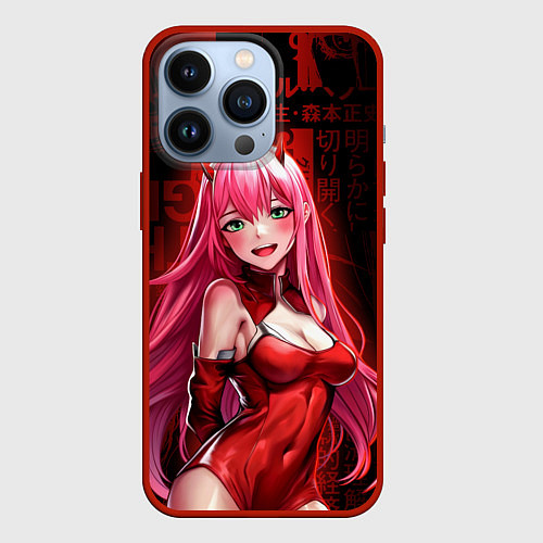 Чехол iPhone 13 Pro Zero Two anime sexy / 3D-Красный – фото 1