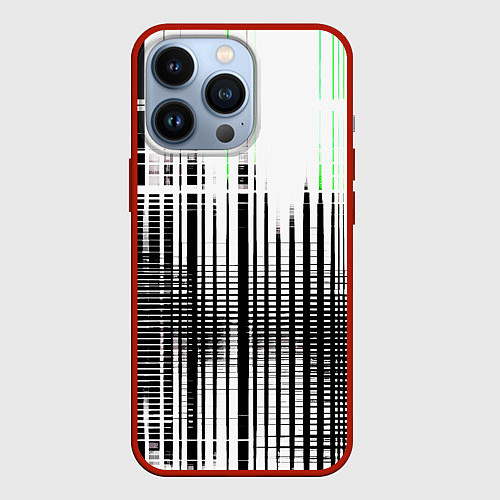 Чехол iPhone 13 Pro Зелёно-чёрный гранж на белом фоне / 3D-Красный – фото 1