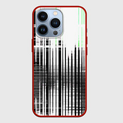 Чехол для iPhone 13 Pro Зелёно-чёрный гранж на белом фоне, цвет: 3D-красный