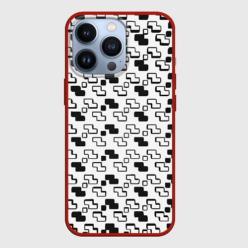 Чехол iPhone 13 Pro Чёрно-белые фигуры на белом фоне / 3D-Красный – фото 1