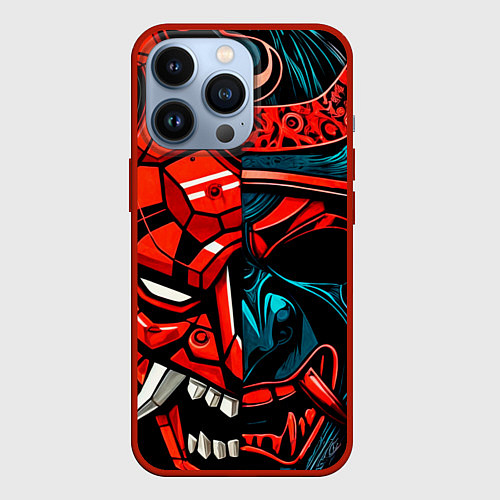 Чехол iPhone 13 Pro Механический демон они и самурай / 3D-Красный – фото 1