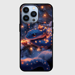 Чехол для iPhone 13 Pro Синяя змея в огоньках, цвет: 3D-черный