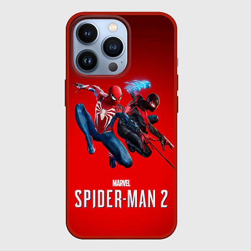Чехол iPhone 13 Pro Два паука Marvel spider man 2 / 3D-Красный – фото 1