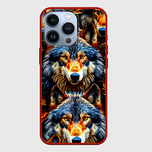 Чехол iPhone 13 Pro Волчары / 3D-Красный – фото 1