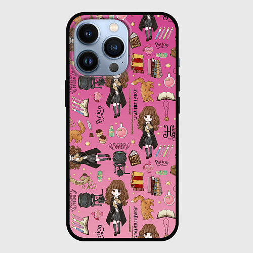 Чехол iPhone 13 Pro Паттерн с Гермионой из Гарри Поттер / 3D-Черный – фото 1