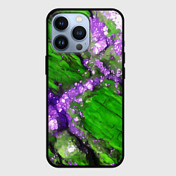 Чехол для iPhone 13 Pro Фиолетовый минерал в зелёном камне, цвет: 3D-черный