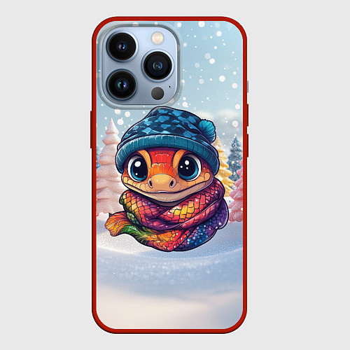 Чехол iPhone 13 Pro Маленькая милая змейка 2025 / 3D-Красный – фото 1