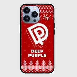 Чехол для iPhone 13 Pro Новогодний Deep Purple с оленями, цвет: 3D-черный