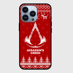 Чехол для iPhone 13 Pro Новогодний Assassins Creed с оленями, цвет: 3D-черный