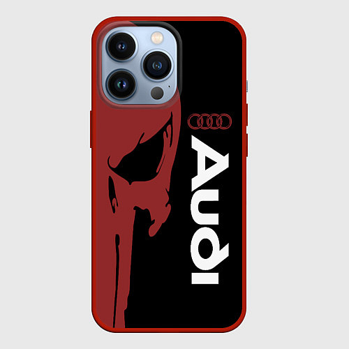 Чехол iPhone 13 Pro Audi и череп / 3D-Красный – фото 1