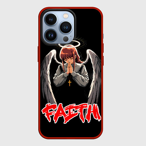 Чехол iPhone 13 Pro Makima faith - Chainsaw man / 3D-Красный – фото 1