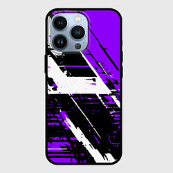 Чехол для iPhone 13 Pro Diagonal black and white stripes on a purple backg, цвет: 3D-черный