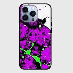 Чехол для iPhone 13 Pro Зелёно-розовая абстракция на белом фоне, цвет: 3D-черный