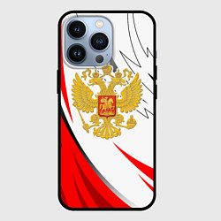 Чехол для iPhone 13 Pro Российский красный - герб, цвет: 3D-черный