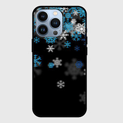 Чехол для iPhone 13 Pro Снежинки объемные, цвет: 3D-черный