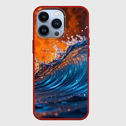 Чехол для iPhone 13 Pro Волна и огонь, цвет: 3D-красный