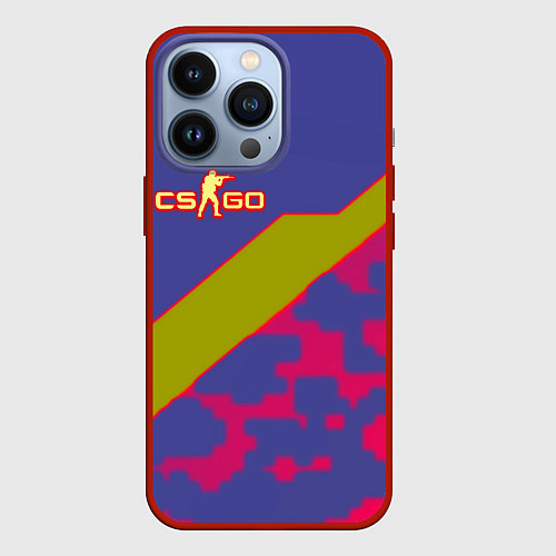 Чехол iPhone 13 Pro Counter strike camo line / 3D-Красный – фото 1