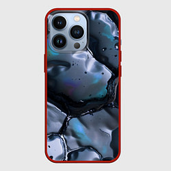 Чехол для iPhone 13 Pro Жидкая субстанция серая, цвет: 3D-красный