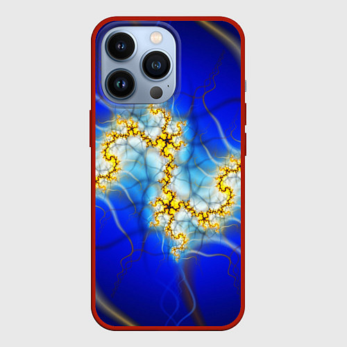 Чехол iPhone 13 Pro Фрактальный узор мерцание / 3D-Красный – фото 1