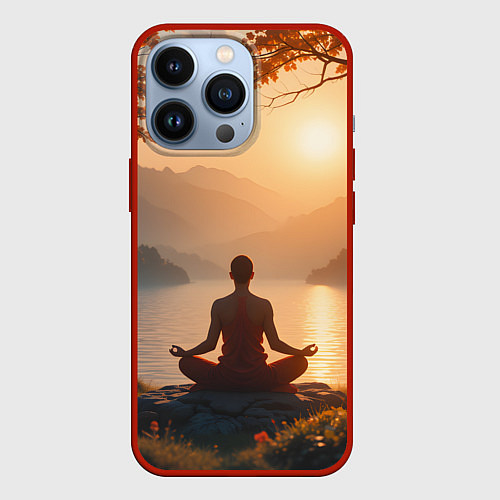 Чехол iPhone 13 Pro Медитация на закате / 3D-Красный – фото 1