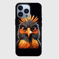 Чехол для iPhone 13 Pro Яркая птичка на темном фоне, цвет: 3D-черный