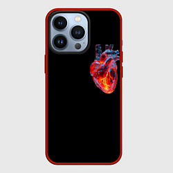 Чехол для iPhone 13 Pro Яркое стеклянное сердце огонь внутри, цвет: 3D-красный