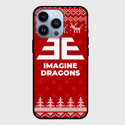 Чехол для iPhone 13 Pro Новогодний Imagine Dragons с оленями, цвет: 3D-черный