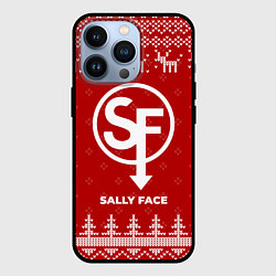 Чехол для iPhone 13 Pro Новогодний Sally Face с оленями, цвет: 3D-черный