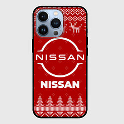 Чехол для iPhone 13 Pro Новогодний Nissan с оленями, цвет: 3D-черный