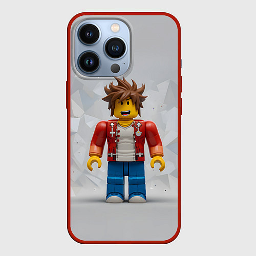 Чехол iPhone 13 Pro Роблокс на сером фоне / 3D-Красный – фото 1