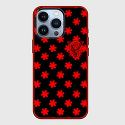 Чехол для iPhone 13 Pro Bullet for my valentine pattern, цвет: 3D-красный