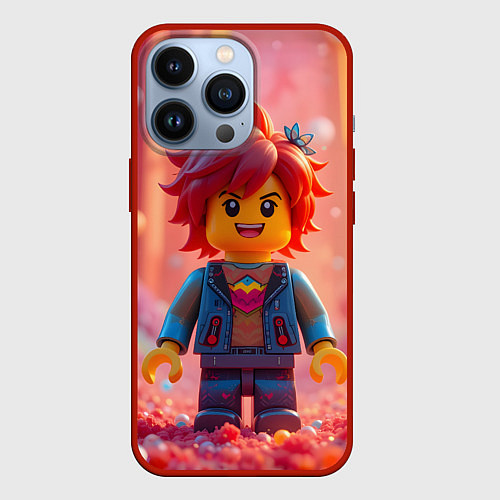 Чехол iPhone 13 Pro Роблокс человечек с красными волосами / 3D-Красный – фото 1