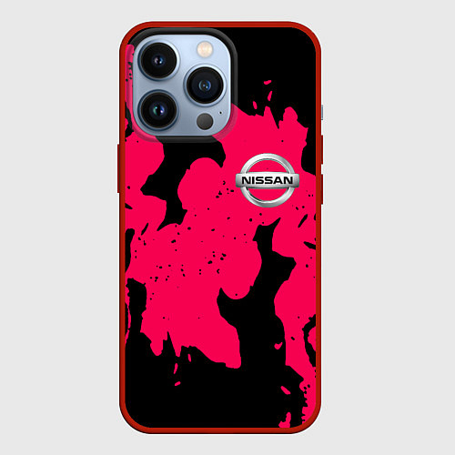 Чехол iPhone 13 Pro Nissan fire pink / 3D-Красный – фото 1