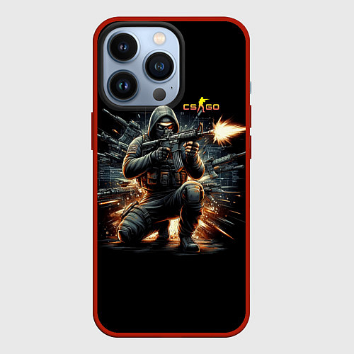 Чехол iPhone 13 Pro Counter Strike - cool stormtrooper / 3D-Красный – фото 1