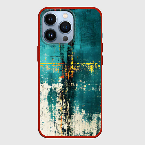 Чехол iPhone 13 Pro Ржавчина сине-белая / 3D-Красный – фото 1