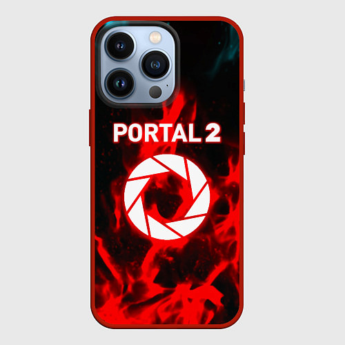 Чехол iPhone 13 Pro Portal flame steel game / 3D-Красный – фото 1