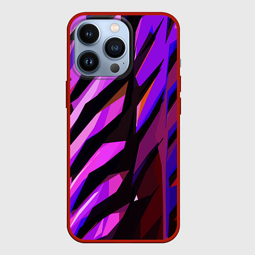 Чехол iPhone 13 Pro Фиолетово -чёрная абстракция / 3D-Красный – фото 1