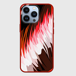 Чехол для iPhone 13 Pro Красно-белая абстракция на чёрном фоне, цвет: 3D-красный