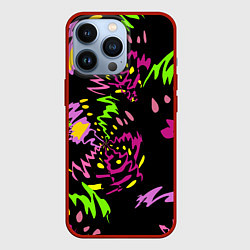 Чехол для iPhone 13 Pro Яркие абстрактные круги-зигзаги, цвет: 3D-красный