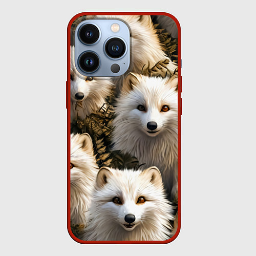 Чехол iPhone 13 Pro Песцы / 3D-Красный – фото 1