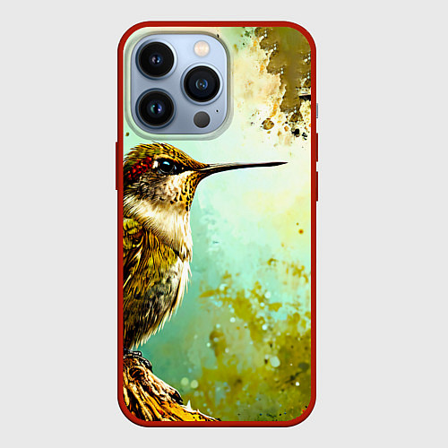 Чехол iPhone 13 Pro Колибри птичка / 3D-Красный – фото 1