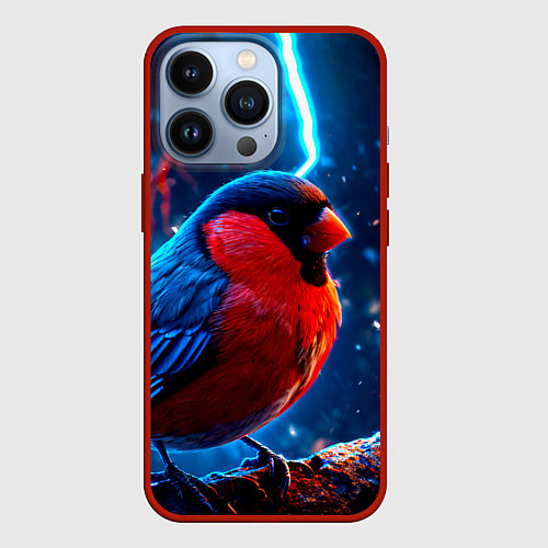 Чехол iPhone 13 Pro Снигирь и молнии / 3D-Красный – фото 1