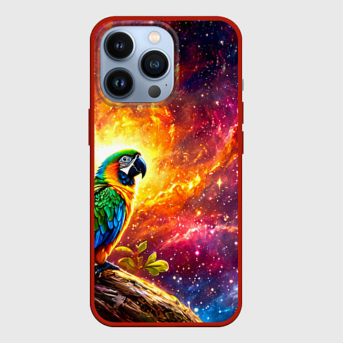 Чехол iPhone 13 Pro Ара в космосе / 3D-Красный – фото 1