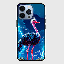 Чехол для iPhone 13 Pro Страус и молния, цвет: 3D-черный