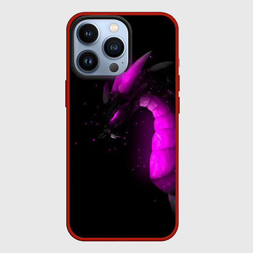 Чехол iPhone 13 Pro Дракон неоновый / 3D-Красный – фото 1