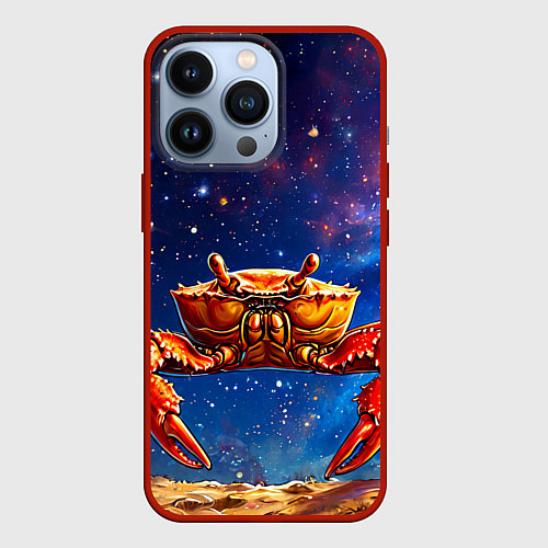 Чехол iPhone 13 Pro Краб в космосе / 3D-Красный – фото 1